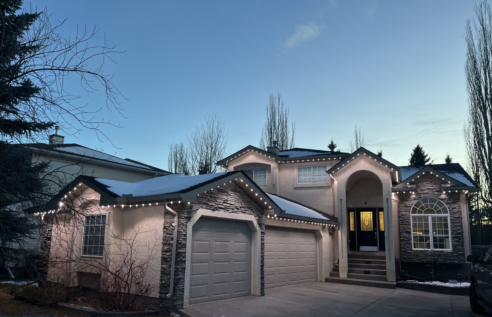 House with elegant white LED lighting